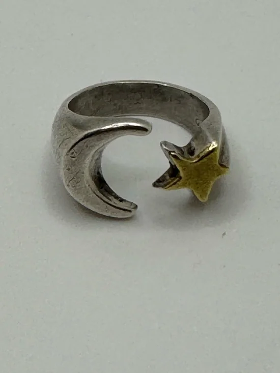 Vintage Moon and Star Mexico 925 Silver Ring - Picture 4 of 14